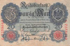 20 Mark 1914 ro.47b P/L